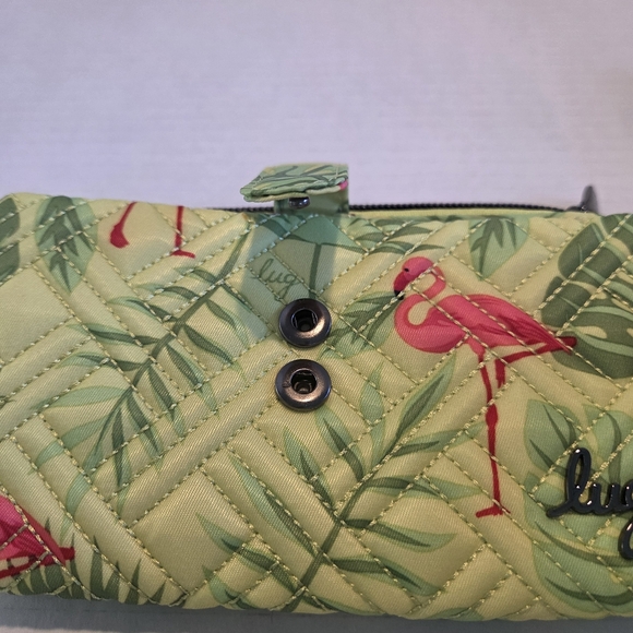Lug Flamingo Lime Tram 2 RFID Wallet Tropical Flamingos QVC - Picture 5 of 6